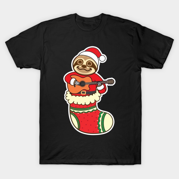 Sloth Xmas Stocking T-Shirt by Plushism